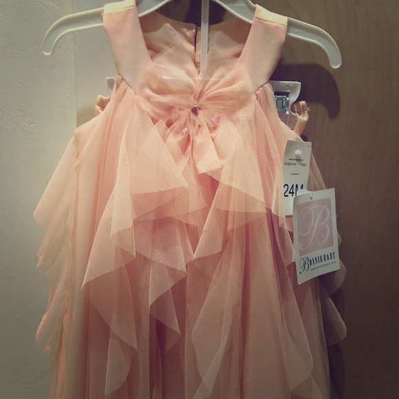 peach color baby frocks